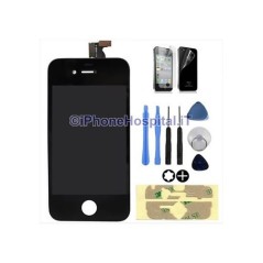 Touch Screen + Display Lcd per iPhone 4 Nero + Biadesivi + Attrezzi + Pellicole - 1