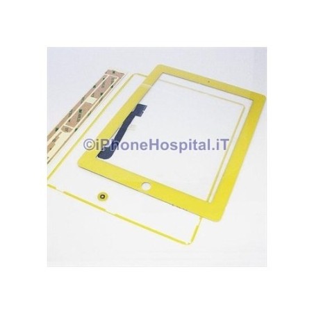 écran tactile jaune de l'iPad 3 complet avec cadre de bouton d'accueil et autocollants - 1