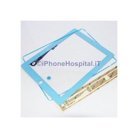 écran tactile de l'iPad 3 bleu clair complet avec cadre et autocollants pour le bouton d'accueil - 1