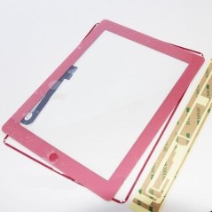 écran tactile rose de l'iPad 4 complet avec cadre du bouton d'accueil et autocollants - 1