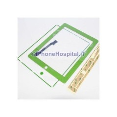 écran tactile vert de l'iPad 4 complet avec cadre du bouton d'accueil et autocollants - 1
