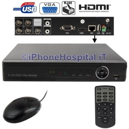 grabador de vídeo digital DVR 4CH H.264, compatible con VGA / HDMI / RJ45 NET / USB - 1