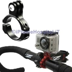 Supporto Alluminio Manubrio 31,8 mm per GoPro Hero Tutti i Modelli  - 1