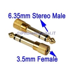 Adattatore Spina Jack 6,35mm Stereo Maschio a Jack 3,5 mm Femmina oro - nuovo - 2