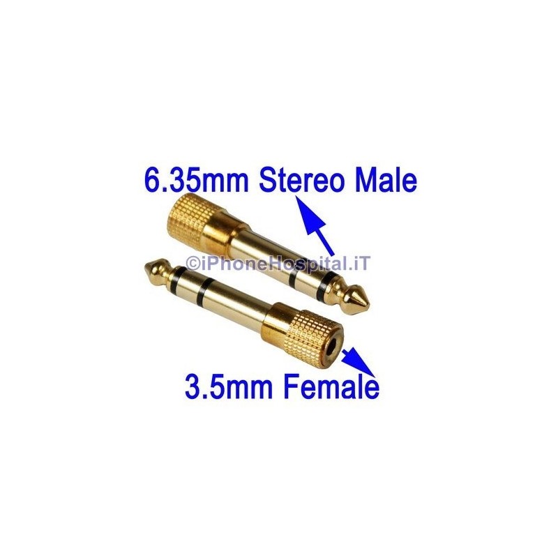 Adapter Jack 6.35mm Stereo Male to Jack 3.5mm Female gold - new - 2 Adapter Jack 6.35mm Stereo Male to Jack 3.5mm Female gold - new - 2
