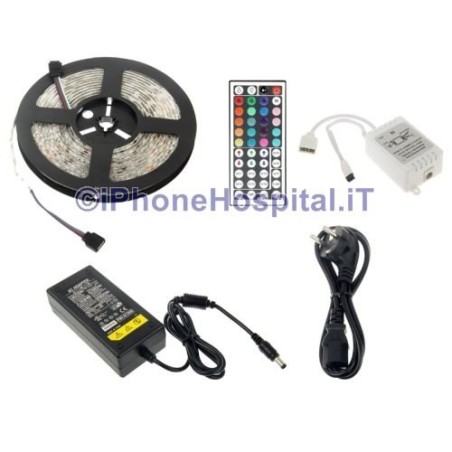 bande de 5 mètres 300 Led SMD 5050 IP65 RGB 16 Couleurs + Alimentation Eu