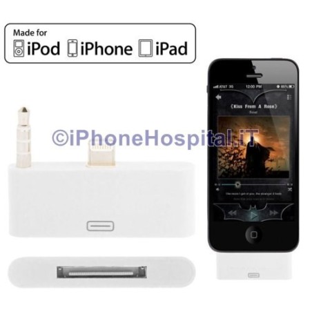 Adaptateur audio 8 broches vers 30 broches pour iPhone 5 couleur blanc - 2