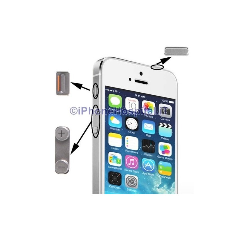 Volume Mute e ON OFF para iPhone 5S Silver - 2 da Apple Volume Mute e ON OFF para iPhone 5S Silver - 2 da Apple