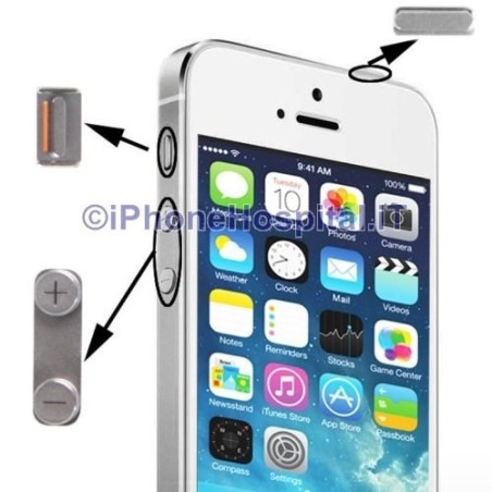 Volume Mute e ON OFF per Apple iPhone 5S Silver - 2