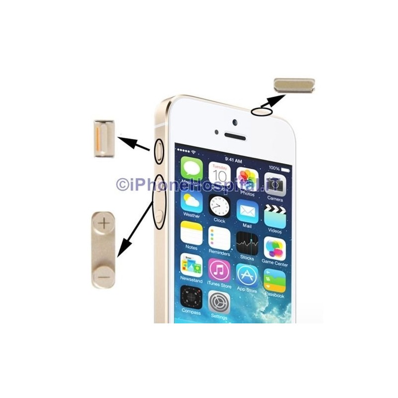 Volume Mute and ON OFF for Apple iPhone 5S Gold - 1 Volume Mute and ON OFF for Apple iPhone 5S Gold - 1