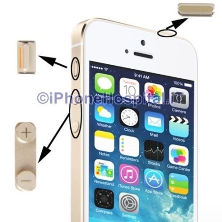 Volume Mute e ON OFF per Apple iPhone 5S Oro - 1