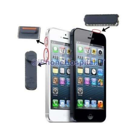 Volume Mute e ON OFF per Apple iPhone 5S NERO - 1