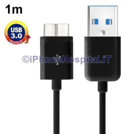 Cavo Dati e Carica USB 3.0 per Samsung Galaxy S5 G900 Note III N9000 colore Nero - 3