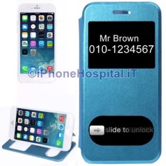 Custodia Orizzontale Doppia Apertura Frontale color Azzurro per iPhone 6 4,7\" - 2