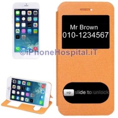 Custodia Orizzontale Doppia Apertura Frontale color Arancio per iPhone 6 4,7\" - 1