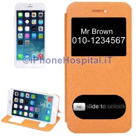 Horizontal double front opening case in Orange for iPhone 6 4.7".