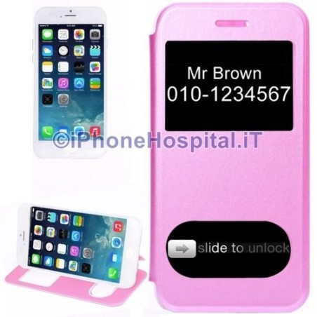 Étui horizontal rose à double ouverture frontale pour iPhone 6 4,7" - 3