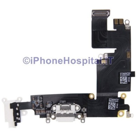 Connettore Ricarica Jack Cuffie Microfono Flat Antenn Color Bianco iPhone 6 Plus - 1