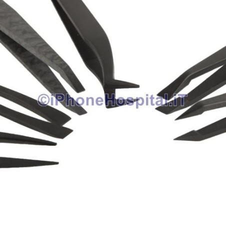 Set 6 ESD Antistatic Tweezers Carbon Fibre & Paste - 1