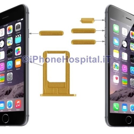 Porta Nano Sim + Botão de Volume Mudo e Liga/Desliga para Apple iPhone 6 Dourado (Gold) - 1