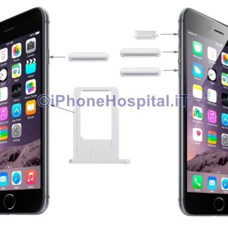 Porta Nano Sim + Volume Mudo e Ligar/Desligar para iPhone 6 Prateado - 1