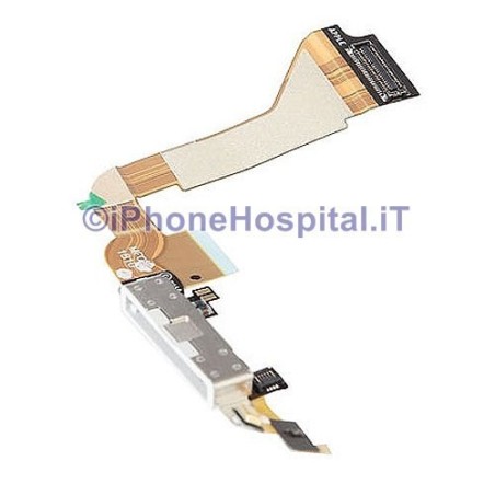 Connecteur Dock pour iPhone 4G blanc complet avec câble plat et microphone