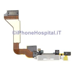 Connetore Dock per iPhone 4G Bianco completo di Flat Cable e Microfono - 2