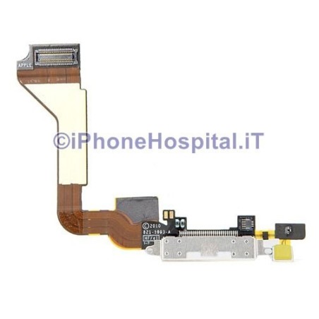Connetore Dock per iPhone 4G Bianco completo di Flat Cable e Microfono - 2