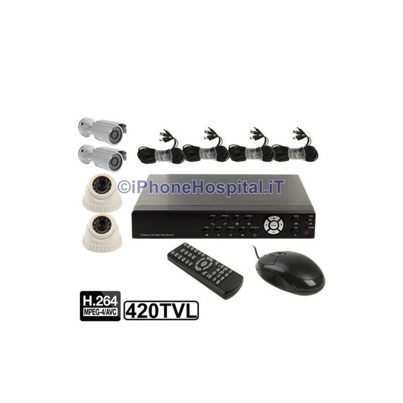 Video Surveillance Kit 4 Channels Sony CCD 420LTV Infrared Led Cameras, H264 - 6 Video Surveillance Kit 4 Channels Sony CCD 420LTV Infrared Led Cameras, H264 - 6