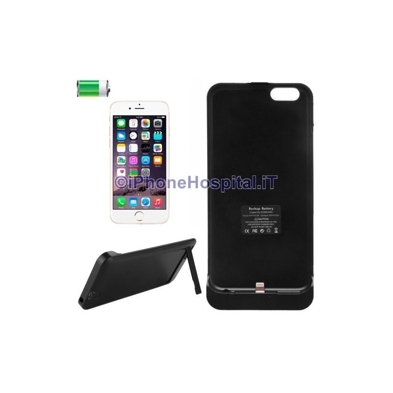 Bateria externa recarregável com suporte para iPhone 6 Plus preto 3 em 1 - 5 Bateria externa recarregável com suporte para iPhone 6 Plus preto 3 em 1 - 5