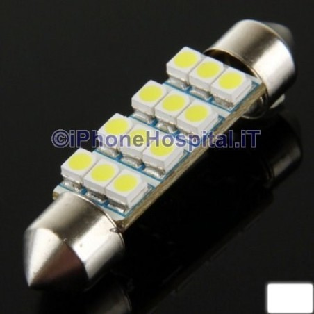 T11 5W 12 Led SMD 7000-8000K White Torpedo Car Bulb (12V DC) - 1
