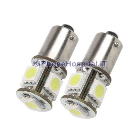 Par de 5 Bombillas Led SMD5050 Rojo BA9S Qr