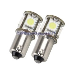 Par de lâmpadas 5 LEDs SMD5050 Vermelho BA9S Qr - 2
