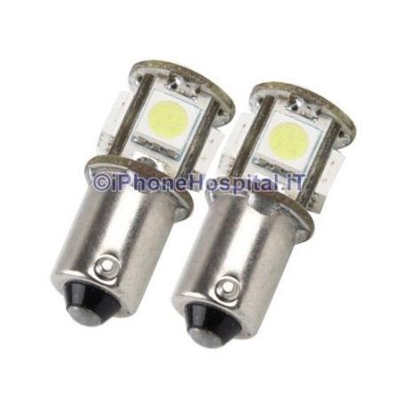 Coppia Lampadine 5 Led SMD5050 Rosso BA9S Qr - 2