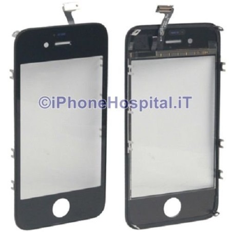 Vetro Touch Screen + Frame Nero per Apple iPhone 4S - 1