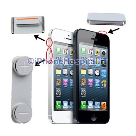 Volume Mute e ON OFF per Apple iPhone 5 Silver - 2