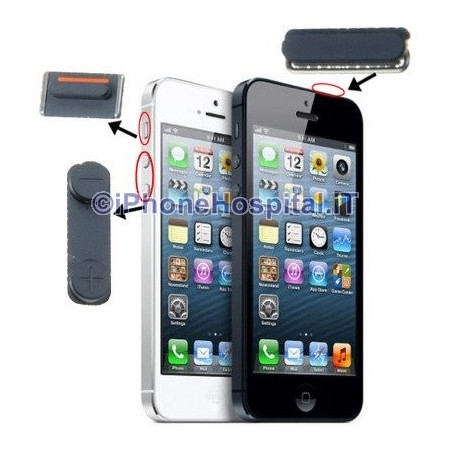 Volume Mute e ON OFF per Apple iPhone 5 Nero - 2