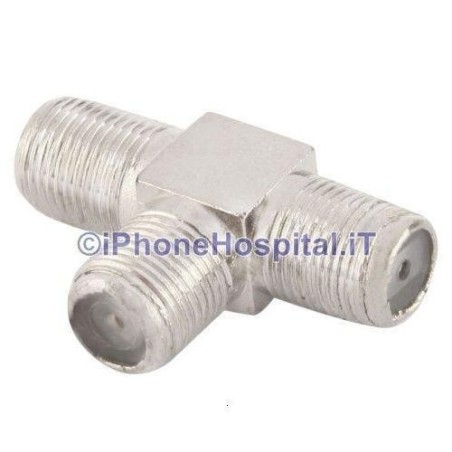F Female Triple Coaxial Cable Adapter Plug Connector Tee Splitter - 3