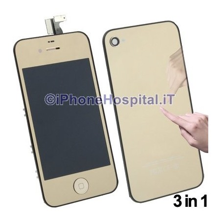 Touch + Lcd + Retro per iPhone 4S Oro - 4