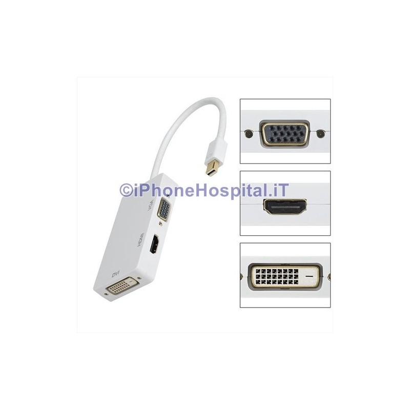 Câble adaptateur 3-en-1 Mini DisplayPort/ThunderboltTM Port vers HDMI/DVI/VGA Blanc - 3 Câble adaptateur 3-en-1 Mini DisplayPort/ThunderboltTM Port vers HDMI/DVI/VGA Blanc - 3