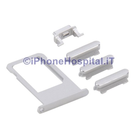 Apple Port Nano Sim + Volume Mute et ON OFF pour iPhone 6S & 6S Plus Argent