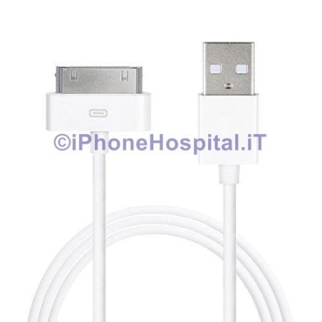 Charging Cable From 30 Pin to USB - White - Apple iPhone 3 4 4S iPad iPod
