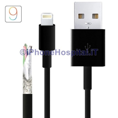 Carregador USB de cabo de dados preto de 8 pinos para iPhone 5, 5S, 5C, 6 PLUS, iPad Mini e iPod - 4
