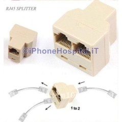 2 Puertos Lan Ethernet RJ45 Conector de red divisor adaptador CAT5e - 5