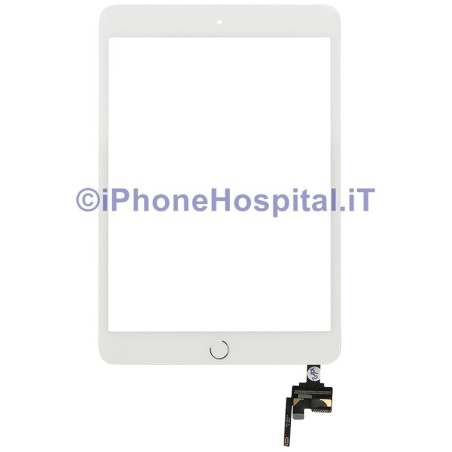 Ecran tactile Blanc Bouton Assemblé Bord Argenté pour iPad Mini 3 A1599-A1600
