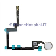 Cabo Flex do Botão Inicial Branco com Moldura Prateada para iPad Mini 3 Montado - 2