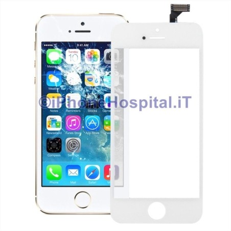 Vetro + Touch Bianco gia Assemblati per Apple iPhone 5 OEM - 5