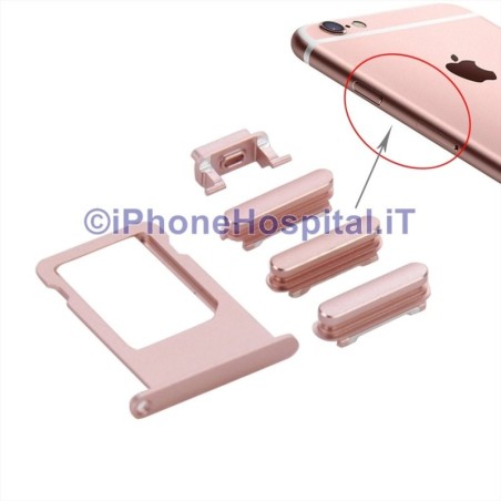 Porta Nano Sim + Botão de Volume Mudo e Liga/Desliga para iPhone 6S & 6S Plus Rosa Dourado - 1