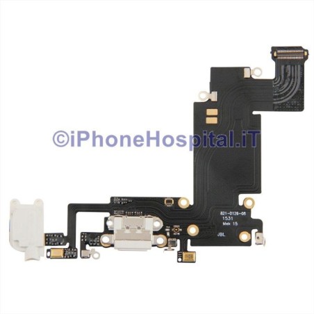 Connettore Ricarica Jack Cuffie Mic Flat Antenna Color Bianco iPhone 6S Plus - 1