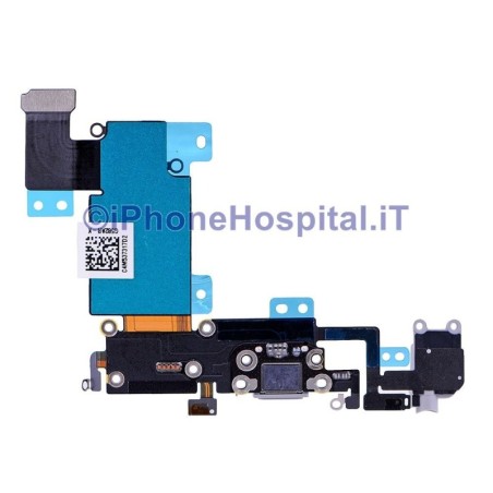 Conector de carga Jack Fones de ouvido Microfone Antena plana Cinza escuro iPhone 6S Plus